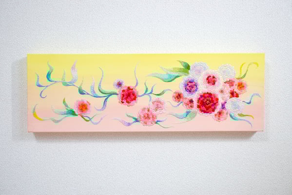 「wonder talk」20×60cm、刺繍、アクリル