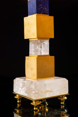 ROCK CRYSTAL AND LAPIS LAZULI LAMPS BY ALEXANDRE VOSSION