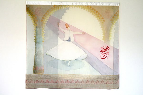 Wandbild, 120x135cm, Wandseide, farbreise.ch, Marianne Iten Thürig