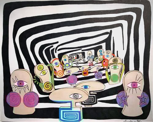 „Come on itˋs such a joy / white“ - Copic auf Holzkörper 25x20x4,5 cm  2007