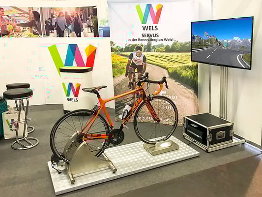 Rennradsimulator für eine Tourismusregion mit Videos der schönsten Strecken der Region