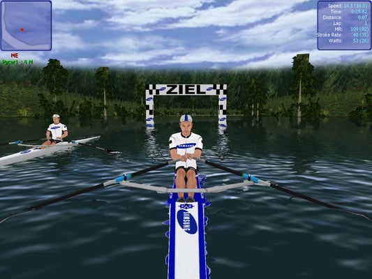 Rudersimulator - ihr Logo kann auf das Boot und das Trikot aufgebracht werden