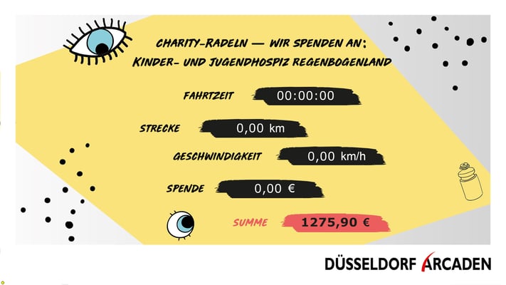 Eine Charity-Aktion der Düsseldorf Arcaden mit dem Spendenfahrrad