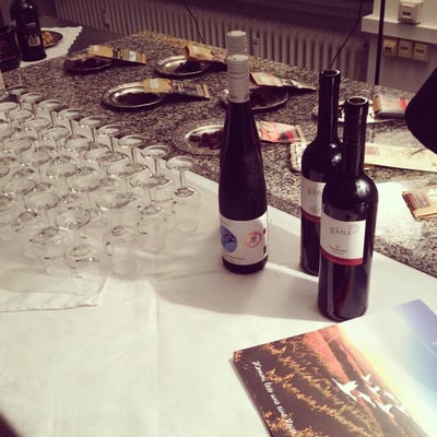 Passend zur Schokolade harmonierte weißer und roter Wein des Gutes Gänz perfekt.