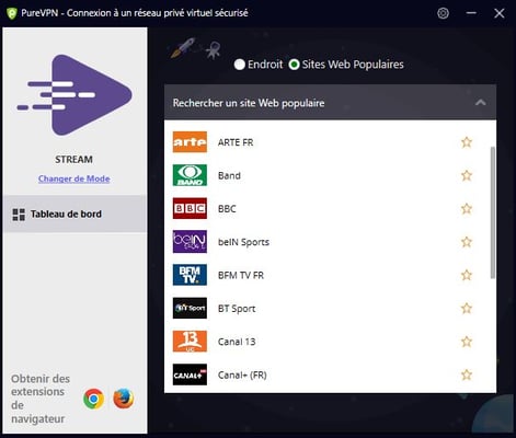 PureVPN Sites web populaires (2)