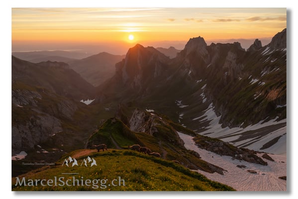 Marcel Schiegg, Marcel Schiegg Fotografie, Berggasthaus Rotsteinpass, Rotsteinpass, Meglisalp, Seealpsee, Sonnenaufgang, Alpstein
