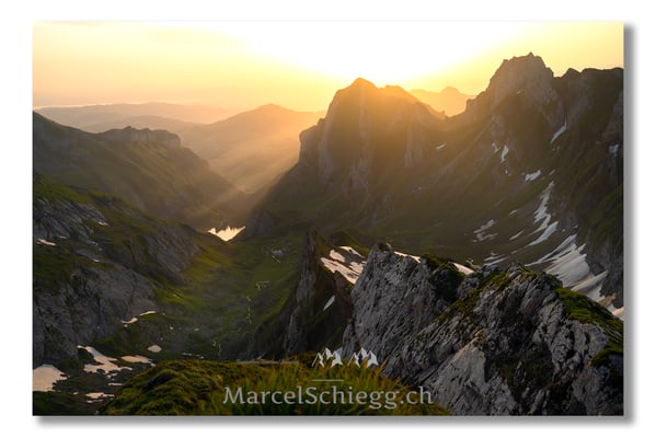 Marcel Schiegg, Marcel Schiegg Fotografie, Berggasthaus Rotsteinpass, Seealpsee, Sonnenaufgang, Alpstein