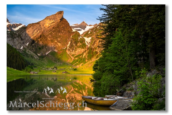 Marcel Schiegg Fotografie, Marcel Schiegg, Seealpsee, Spiegelung, Morgenstimmung, Alpstein, Appenzell, Appenzellerland