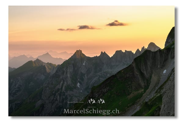 Marcel Schiegg, Marcel Schiegg Fotografie, Berggasthaus Rotsteinpass, Sonnenuntergang, Alpstein, Toggenburg