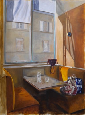 La pause, huile sur toile 2022, 130 x 97 cm