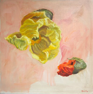 Conversation, huile sur toile 2022, 40 x 40 cm