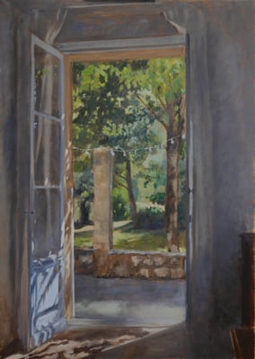 La pergola, huile sur toile 92 x 65 cm