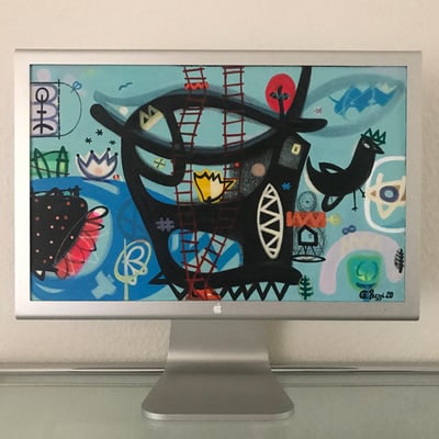 Fellergut2 | 2020 | Monitor, acrylic paint, oil paint, oil pastel | 27,3 × 43,5 cm