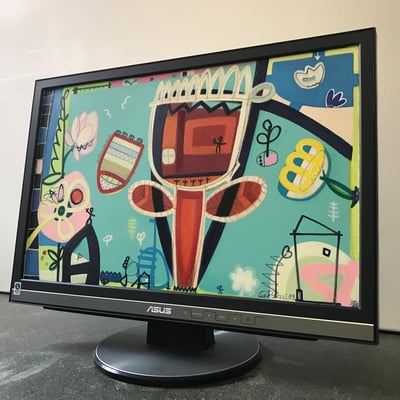 Mutters Garten | 2019 | Monitor | 29,7 × 47,5 cm | Acryl, Ölfarbe, Ölkreide | © BuzziArt 2019