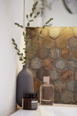 Mosaico esagonale Hexagon marmo vetro Ruggine