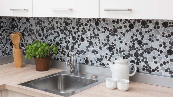 Mosaico Silex dimensione tessere 2-5 cm Mix Bianco Nero lucido