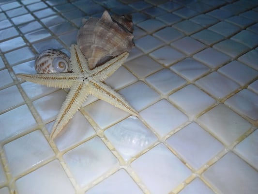 Mosaico vetro 15mm Madreperla Bianco 30,5x30,5x0,2cm