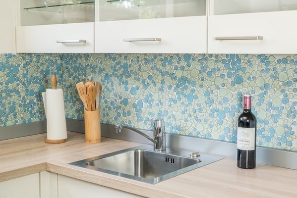 Mosaico Silex dimensione tessere 2-5 cm Mix Azzurro lucido