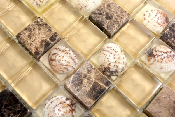 Mosaico vetro marmo 23mm Conchiglia Emperador