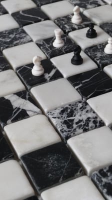 Mosaico marmo 31mm Nero Bianco anticato