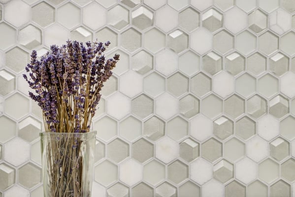 Mosaico 3D Hexagon marmo vetro Bianco