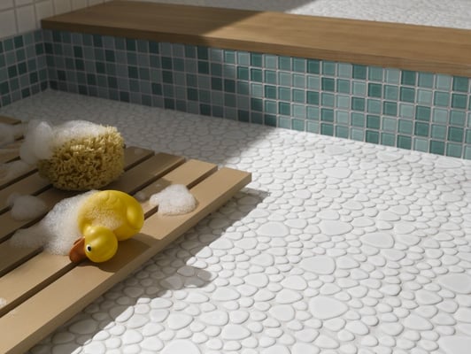 Mosaico Silex dimensione tessere 2-5 cm Mix Bianco lucido