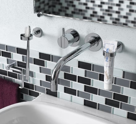 Mosaico Brick CRYSTAL GREY in vetro lucido 25x50mm