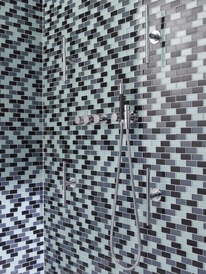 Mosaico Brick CRYSTAL GREY in vetro lucido 25x50mm