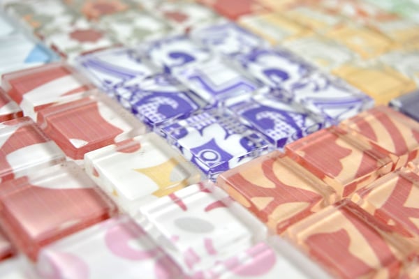 Mosaico effetto patchwork in vetro miscela di colori 