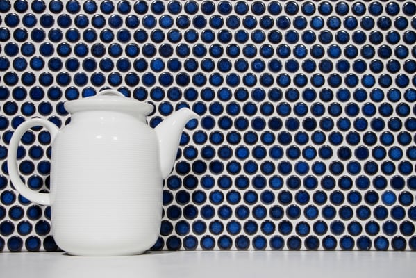 Mosaico diametro 1,9 cm Bottone Blu Cobalto lucido