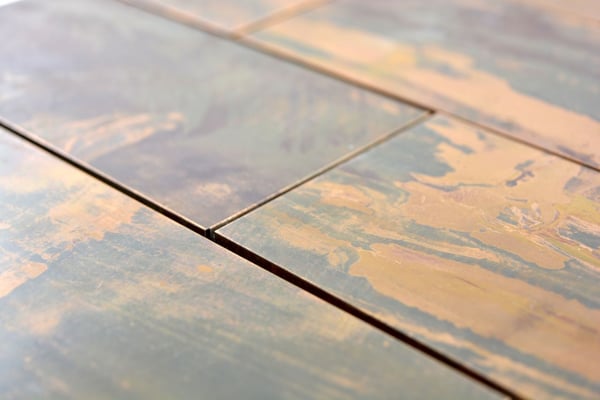 mosaico muretto metallo rame