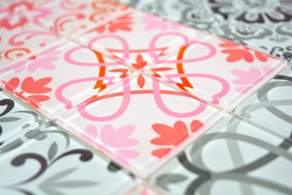 Mosaico effetto patchwork in vetro miscela di colori