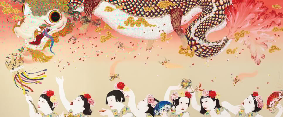 福々来たり、めでたくは日々。 H1620×W3909　 ©OSHIMA  RIKA