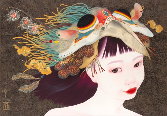 鳥のおめかし　P3号　　©OSHIMA  RIKA　