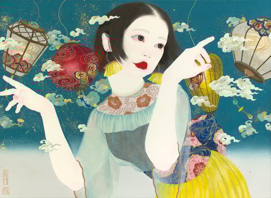 踊り子に灯り　P8号　　©OSHIMA  RIKA