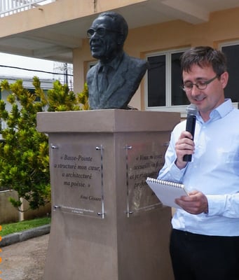 Buste, en bronze d'Aimé Césaire, pour la mairie de Basse-Pointe en Martinique, Sculpteur Langloÿs.