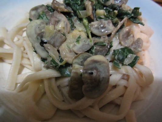 Nudeln mit Pilz-Sahnesoße