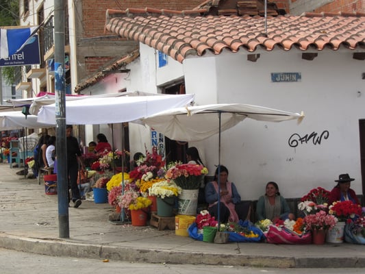 Vor dem Cementario bieten viele Frauen Blumen zum Verkauf an, besonders am Wochenende, wenn viele Familien ihre verstorbenen Ahnen besuchen.