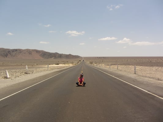 Es ist unbeschreiblich heiß in der Wüste und Schatten nicht in Sicht. Der Mirador liegt glücklicherweise direkt an der Panamerica.