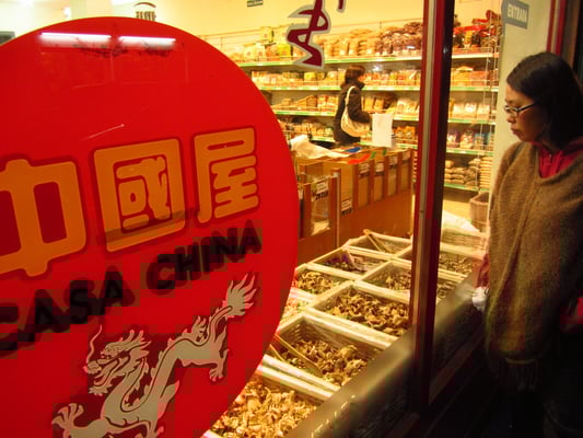 Getrocknete chinesische und nicht chinesische Pilze. (China Town)