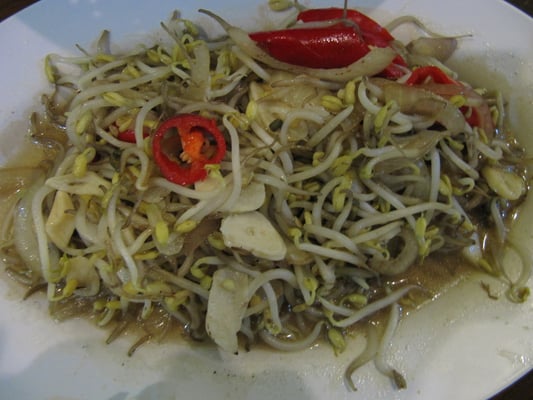 Gebratener Sojabohnensprossensalat.