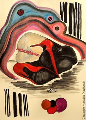 Red Shoes, Aquarell auf Tonpapier, 2015, www.artboxmunich.de
