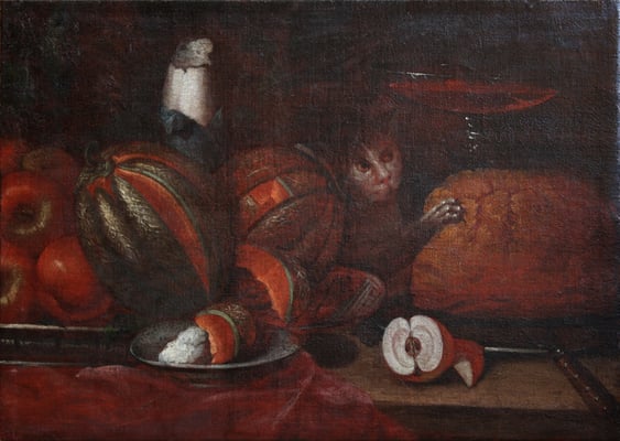 Neapolitanisch, Stillleben mit Katze 