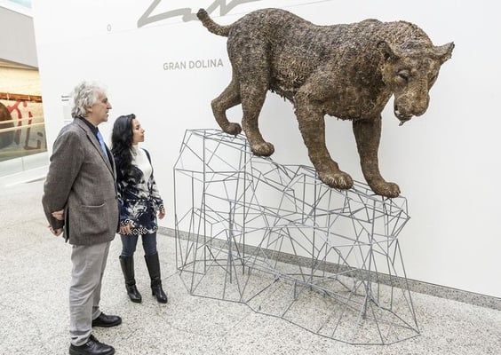 base en varilla de acero para escultura de Homoterio, Museo de la Evolución Burgos