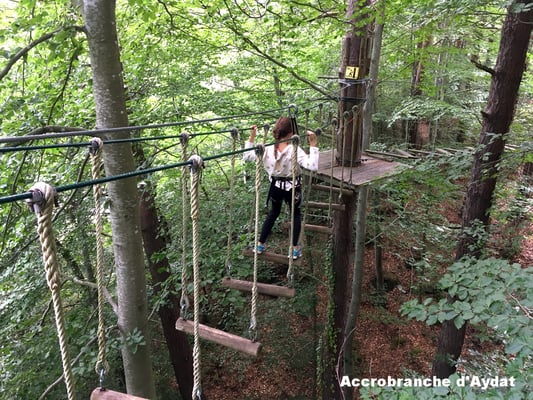 Aydat Aventure, superbe accrobranche, (ouvert de Pâques à la Toussaint - 10 minutes à pied)