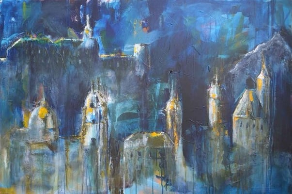 Salzburg bei Nacht Acryl auf Leinwand, 120 x 100