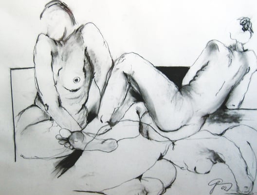 Wollust Kohle auf Papier, 60 x 80