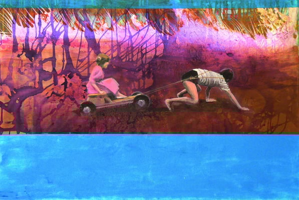 Reise hinter den Spiegeln (100x150cm / Acryl auf Leinwand)