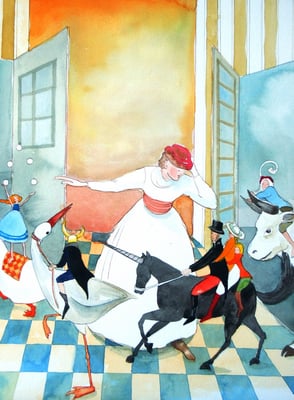 Ausstellung von Aquarellzeichnungen zur Märchenlesung im Atelier am Schliersee