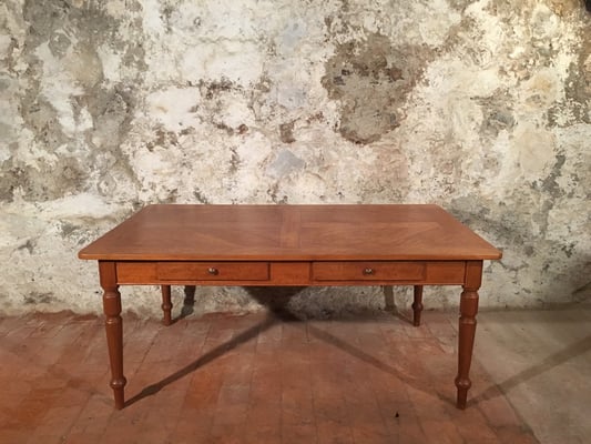 Birnbaumtisch mit 2 Schubladen, 178.5 x 104.5cm, H: 77.5cm